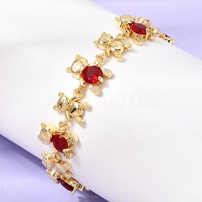 Brass Micro Pave Cubic Zirconia Link Chain Bracelets for Women BJEW-D457-01G-1