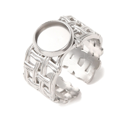 Woven Bezel 304 Stainless Steel Cuff Ring Components SA-CBAD8FA-01P-01-1