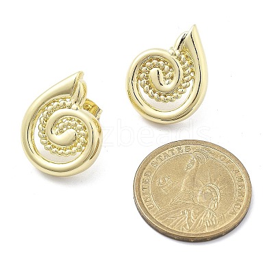 Brass Shell Shape Stud Earrings for Women EJEW-U035-10G-1
