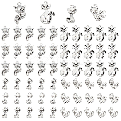 80Pcs 4 Style Tibetan Style Alloy Pendants TIBEP-PH0001-37-1