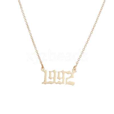 1992 Birth Year Number 201 Stainless Steel Pendant Cable Chain Necklaces FS-WGB5F08-12-1