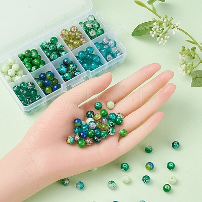 10 Style Spray Painted & Drawbench Transparent & Baking Paint Glass Beads GLAA-YW0001-26E-1