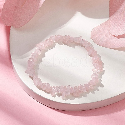 Natural Rose Quartz Beads Kids Bracelets BJEW-JB10611-09-1