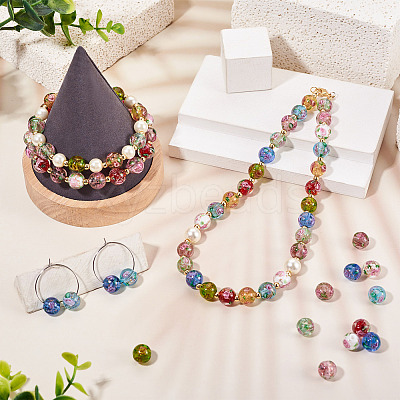 1 Strand Handmade Glod Sand Lampwork Beads Strands LAMP-TA0002-09B-1