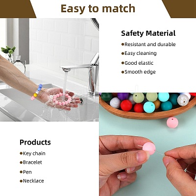 80Pcs Round Silicone Focal Beads SIL-SZ0001-24-14-1