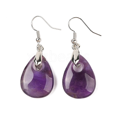 Natutal Amethyst Dangle Earrings EJEW-F343-A06-1