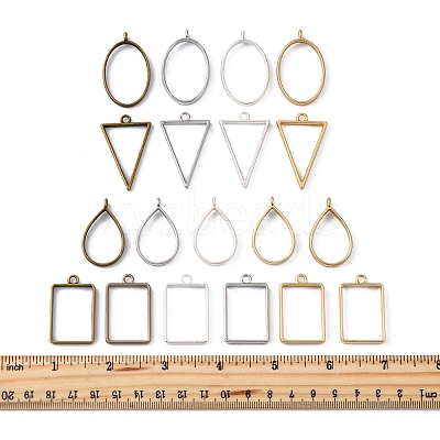 38Pcs 19 Styles Alloy Open Back Bezel Pendants FIND-FS0003-61-1