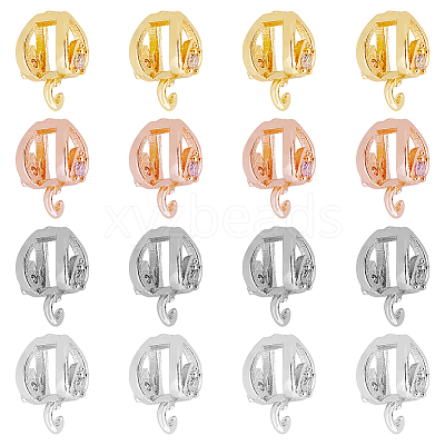 16Pcs 4 Colors Rack Plating Brass Micro Pave Cubic Zirconia Hanger Links KK-DC0003-65-1