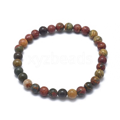 Natural Polychrome Jasper/Picasso Stone/Picasso Jasper Bead Stretch Bracelets BJEW-K212-A-001-1