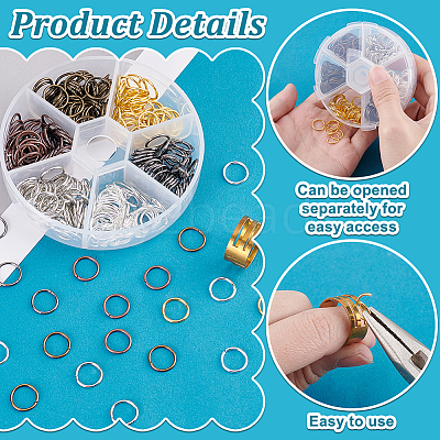 1 Box 6 Color Iron Open Jump Rings IFIN-PH0001-10mm-08-1