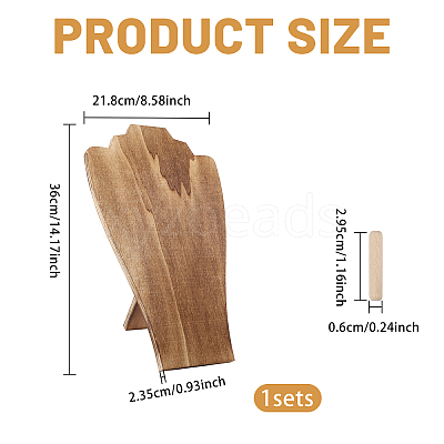 Bust Wooden Display Stands for Necklaces ODIS-WH0331-54-1