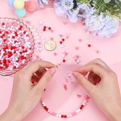 1200Pcs 4 Colors Valentine's Day Themed Opaque Acrylic Beads MACR-SC0001-42-1