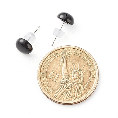 Half Round Natural Mixed Gemstone Stud Earrings for Girl Women X-EJEW-JE04664-1