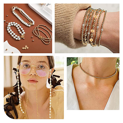 75Pcs 5 Styles Rack Plating Brass Spacer Beads KK-LP0001-07G-1
