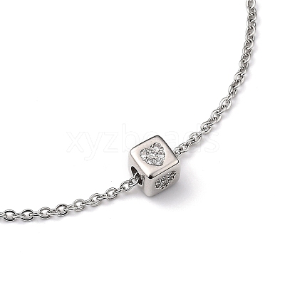 Brass Micro Pave Clear Cubic Zirconia Charms Bracelets BJEW-JB05400-04-1