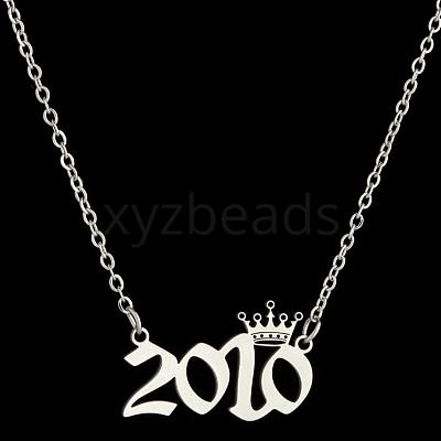 Crown Birth Year 201 Stainless Steel Pendant Necklaces for Women FS-WG4E8F2-71-1