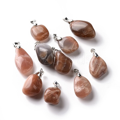 Natural Orange & Grey Sunstone Pendants G-H259-07P-02-1