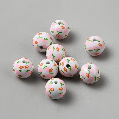 Printed Wood Beads WOOD-TAC0019-13-1