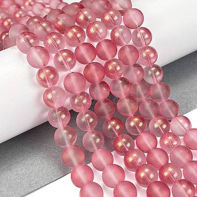 Frosted Transparent Glass Bead Strands GLAA-P065-10mm-09-1