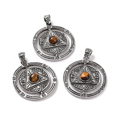 Natural Tiger Eye Pendants G-L524-05AS-01-1