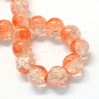 Baking Paint Transparent Crackle Glass Round Bead Strands DGLA-Q018-6mm-08-1