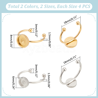 304 Stainless Steel Cuff Pad Ring Settings STAS-UN0025-85-1