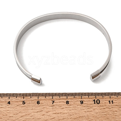 304 Stainless Steel Grooved Open Cuff Bangle Making BJEW-H644-01P-1