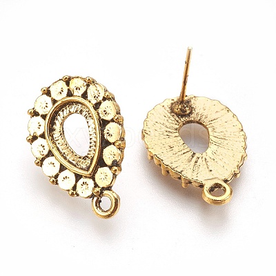 Tibetan Style Stud Earring Settings TIBE-A21356-AG-FF-1