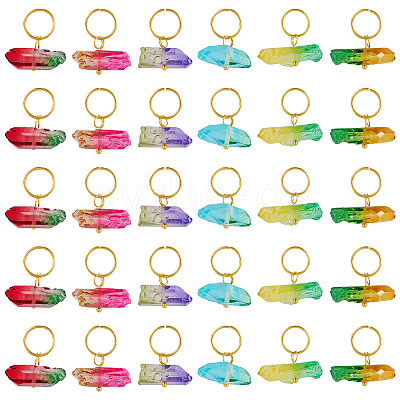 30Pcs 6 Styles Electroplated Natural Quartz Crystal Pendants PALLOY-TAC0228-1