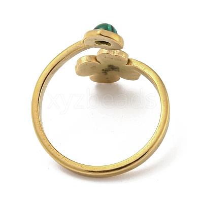 304 Stainless Steel with Synthetic Malachite Ring Ion Plating(IP) RJEW-Z031-01E-03-1