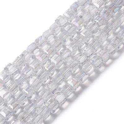 Electroplate Glass Beads Strands X-EGLA-D018-8x8mm-01-1