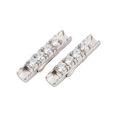 925 Sterling Silver Micro Pave Clear Cubic Zirconia Bayonet Clasps STER-C016-01A-P-1