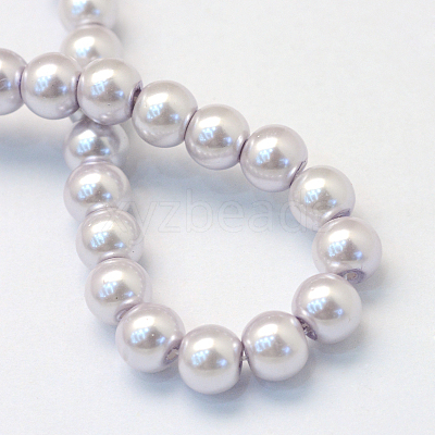 Baking Paint Pearlized Glass Pearl Round Bead Strands X-HY-Q003-10mm-25-1