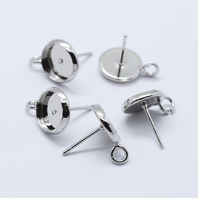 Brass Stud Earring Settings KK-P131-01A-8mm-P-1