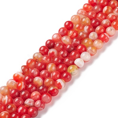 Natural Striped Agate/Banded Agate Bead Strands G-K155-A-8mm-05-1