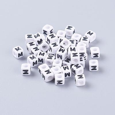 Acrylic Horizontal Hole Letter Beads PL37C9308-M-1