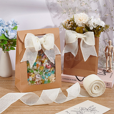 10 Yards Burlap Ribbons SRIB-WH0026-11A-1