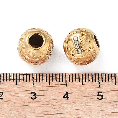Ion Plating(IP) 304 Stainless Steel Rhinestone European Beads STAS-A092-10X-G-1
