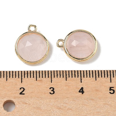 Natural Rose Quartz Faceted Flat Round Charms G-U028-03G-07-1