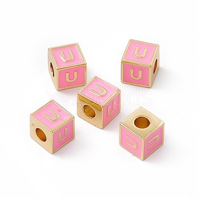 Rack Plating Brass Enamel Beads KK-B060-04G-05U-1