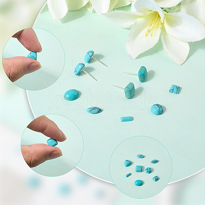 112Pcs 7 Styles Dyed Synthetic Turquoise Cabochons TURQ-SP0001-02-1