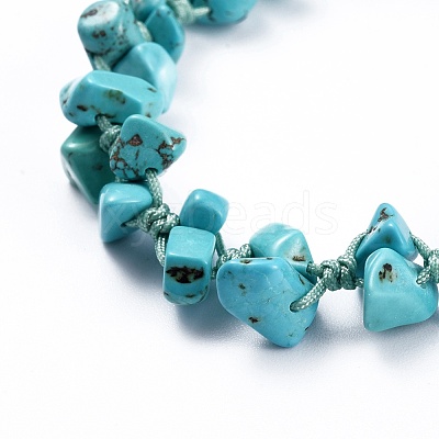 Adjustable Synthetic Turquoise(Dyed) Chip Beads Braided Bead Bracelets BJEW-JB04392-07-1