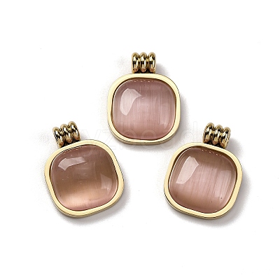 Real 14K Gold Plated 304 Stainless Steel Pendants STAS-R005-01G-03-1