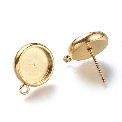 Ion Plating(IP) 304 Stainless Steel Stud Earring Settings STAS-I161-01D-G-1