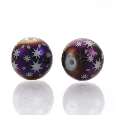 Christmas Electroplate Glass Beads X-EGLA-R113-07G-1