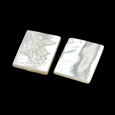 Carved Natural White Shell Cabochons SSHEL-N038-07-03-1