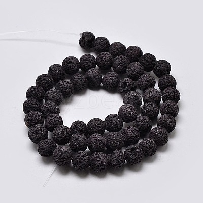 Natural Lava Rock Round Bead Strands G-I124-8mm-10-1