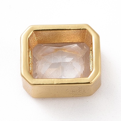 Eco-friendly Brass Micro Pave Clear Cubic Zirconia Beads KK-D079-25G-1