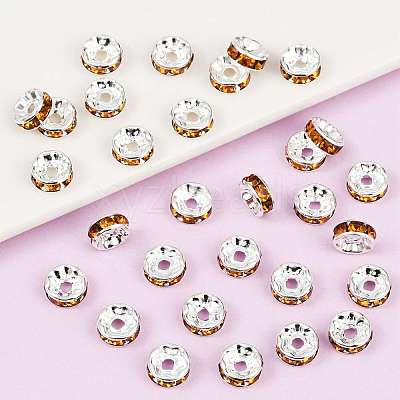 Brass Rhinestone Spacer Beads X-RB-A014-Z8mm-17S-1
