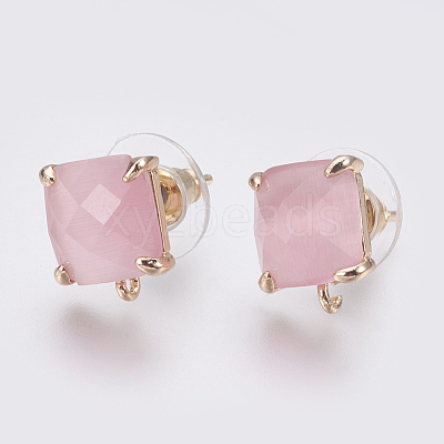 Faceted Glass Stud Earring Findings GLAA-F084-C11-1